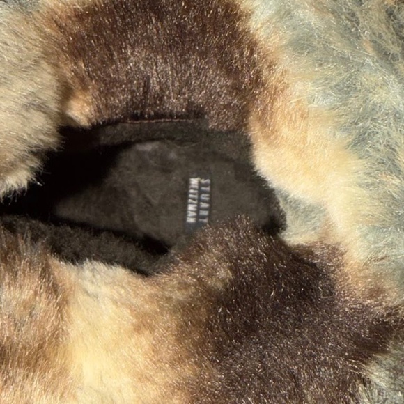 Stuart Weitzman Taupe Suede Studded Slouch Boots Faux Fur Lined Women’s Size 9N - Picture 6 of 7